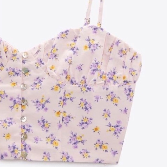 NWT Zara Floral Corset Crop Top - Picture 10 of 10